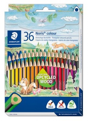 Színes ceruza készlet, háromszögletű, STAEDTLER "Noris Colour 187", 36 különböző szín